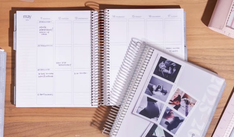 View of two coiled LifePlanners featuring 2025 Designs.